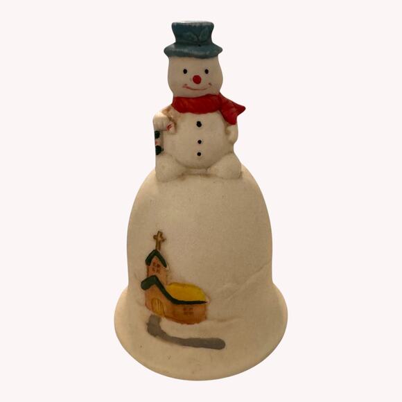 Christmas Snowman Handbells Porcelain Holiday Bells Winter Decor Lot 4 - Picture 10 of 10